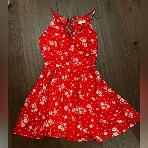 lucy love xs red floral print dress